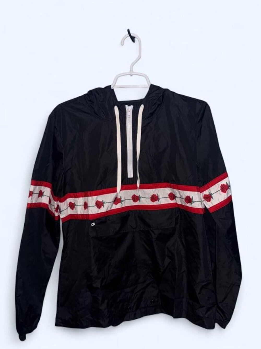 Empyre Black Windbreaker with Red & White Accents